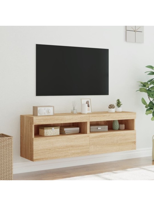 Nástěnné TV skříňky s LED osvětlením 2 ks dub sonoma 60x30x40cm