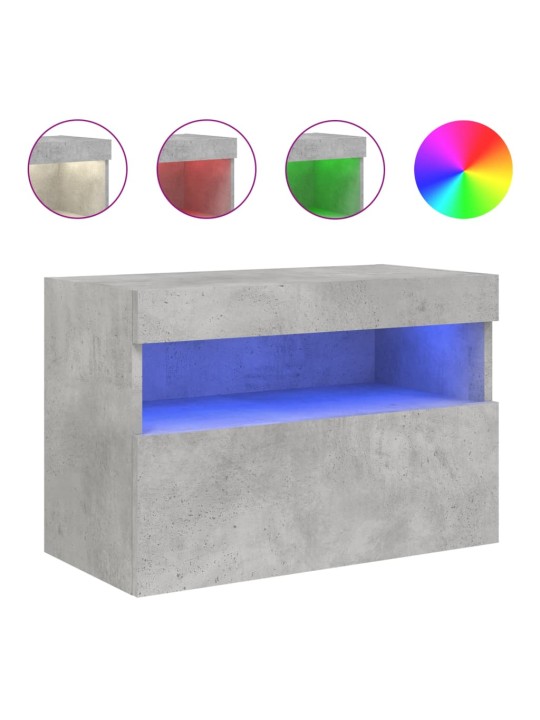 Nástěnná TV skříňka s LED osvětlením betonově šedá 60x30x40 cm