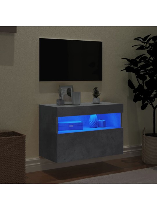 Nástěnná TV skříňka s LED osvětlením betonově šedá 60x30x40 cm