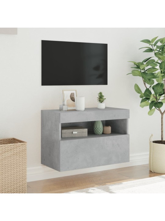 Nástěnná TV skříňka s LED osvětlením betonově šedá 60x30x40 cm