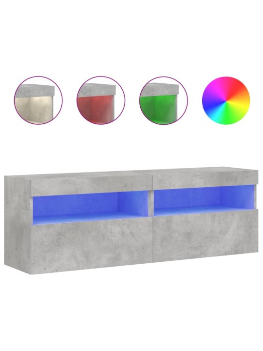 Nástěnné TV skříňky s LED 2 ks betonově šedé 60 x 30 x 40 cm