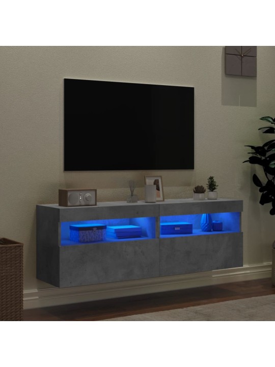 Nástěnné TV skříňky s LED 2 ks betonově šedé 60 x 30 x 40 cm