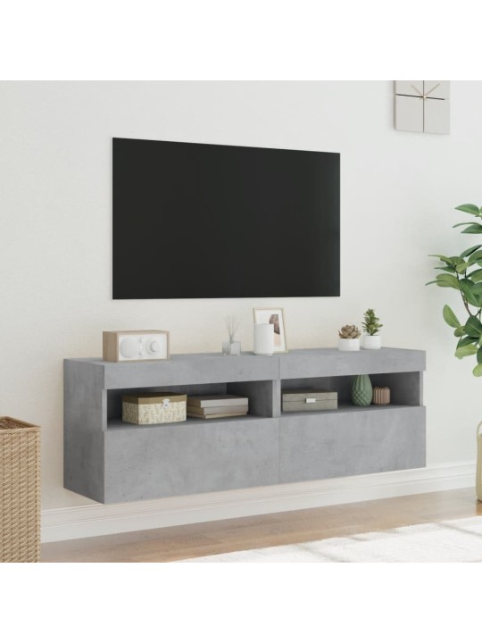 Nástěnné TV skříňky s LED 2 ks betonově šedé 60 x 30 x 40 cm