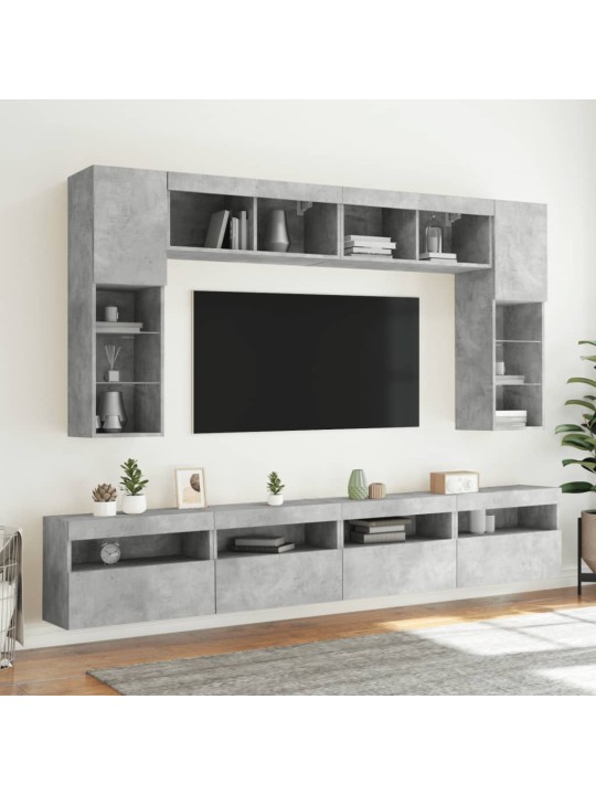 Nástěnné TV skříňky s LED 2 ks betonově šedé 60 x 30 x 40 cm