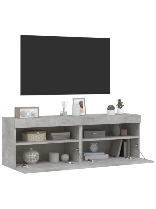 Nástěnné TV skříňky s LED 2 ks betonově šedé 60 x 30 x 40 cm