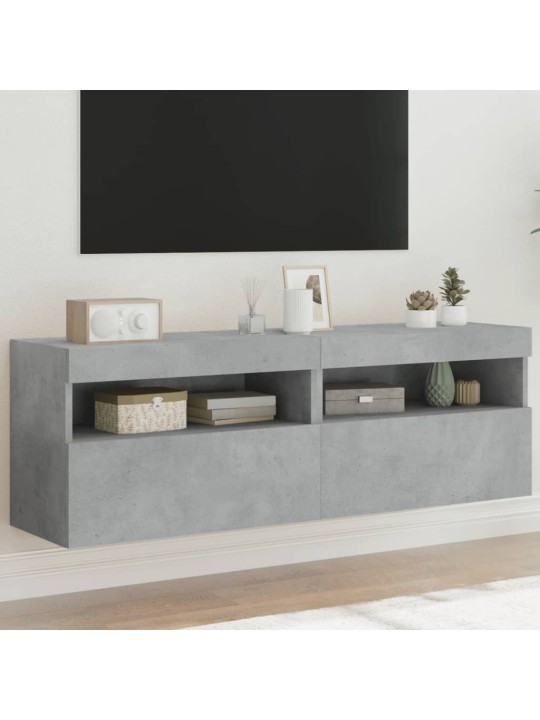Nástěnné TV skříňky s LED 2 ks betonově šedé 60 x 30 x 40 cm