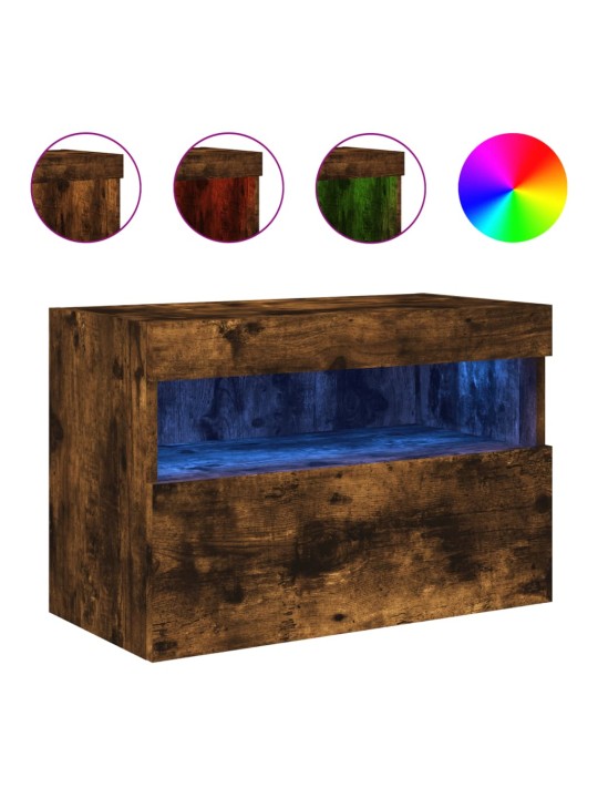 Nástěnná TV skříňka s LED osvětlením kouřový dub 60x30x40 cm