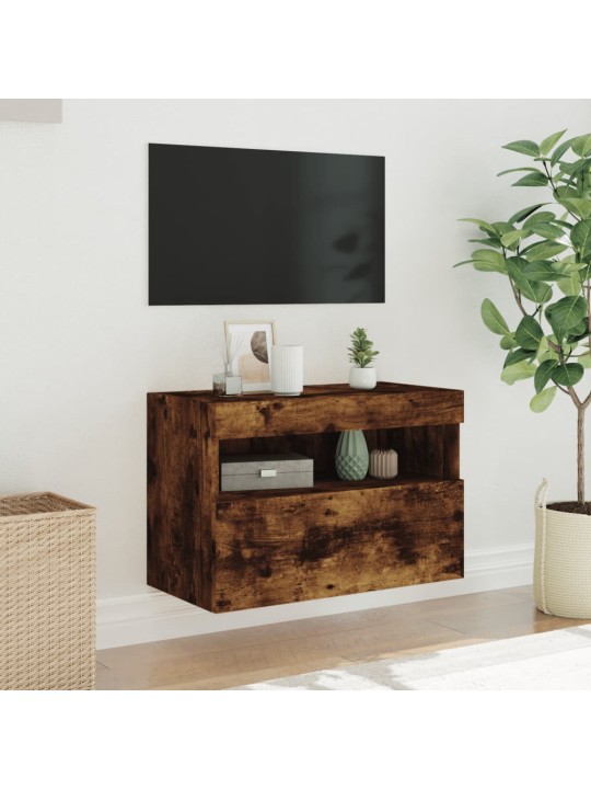 Nástěnná TV skříňka s LED osvětlením kouřový dub 60x30x40 cm