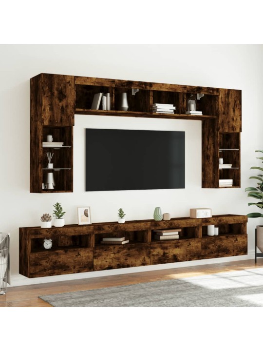 Nástěnná TV skříňka s LED osvětlením kouřový dub 60x30x40 cm