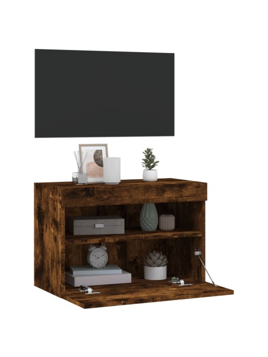 Nástěnná TV skříňka s LED osvětlením kouřový dub 60x30x40 cm