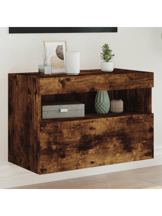 Nástěnná TV skříňka s LED osvětlením kouřový dub 60x30x40 cm