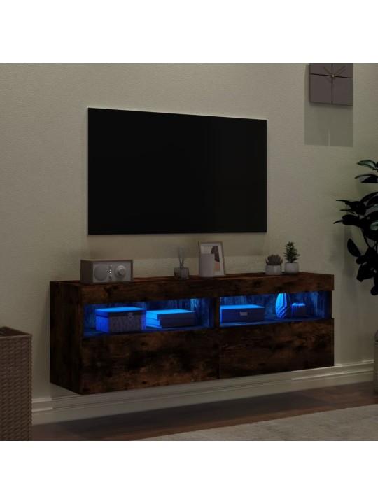 Nástěnné TV skříňky s LED 2 ks kouřový dub 60 x 30 x 40 cm