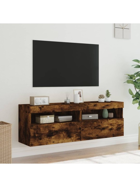 Nástěnné TV skříňky s LED 2 ks kouřový dub 60 x 30 x 40 cm