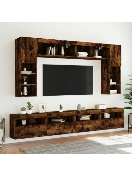 Nástěnné TV skříňky s LED 2 ks kouřový dub 60 x 30 x 40 cm