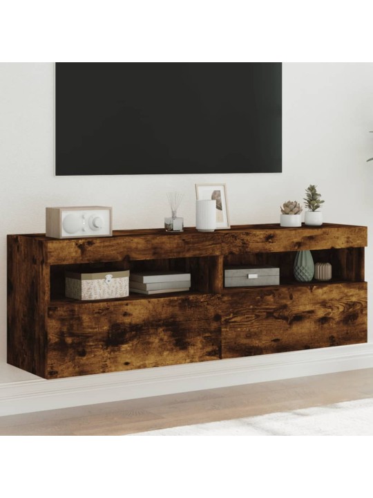 Nástěnné TV skříňky s LED 2 ks kouřový dub 60 x 30 x 40 cm
