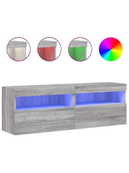 Nástěnné TV skříňky s LED 2 ks šedé sonoma 60 x 30 x 40 cm