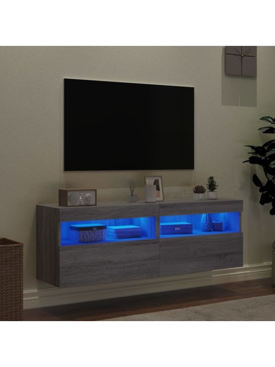 Nástěnné TV skříňky s LED 2 ks šedé sonoma 60 x 30 x 40 cm