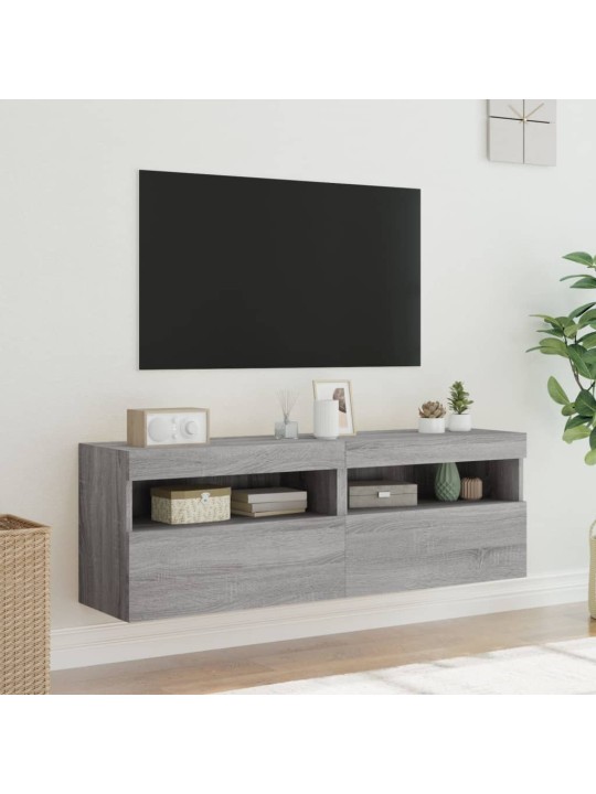 Nástěnné TV skříňky s LED 2 ks šedé sonoma 60 x 30 x 40 cm