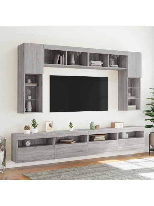 Nástěnné TV skříňky s LED 2 ks šedé sonoma 60 x 30 x 40 cm