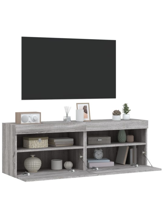 Nástěnné TV skříňky s LED 2 ks šedé sonoma 60 x 30 x 40 cm