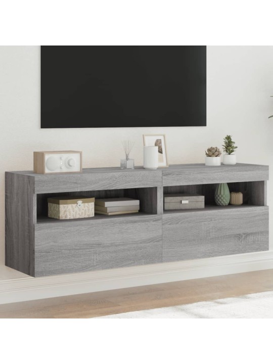 Nástěnné TV skříňky s LED 2 ks šedé sonoma 60 x 30 x 40 cm