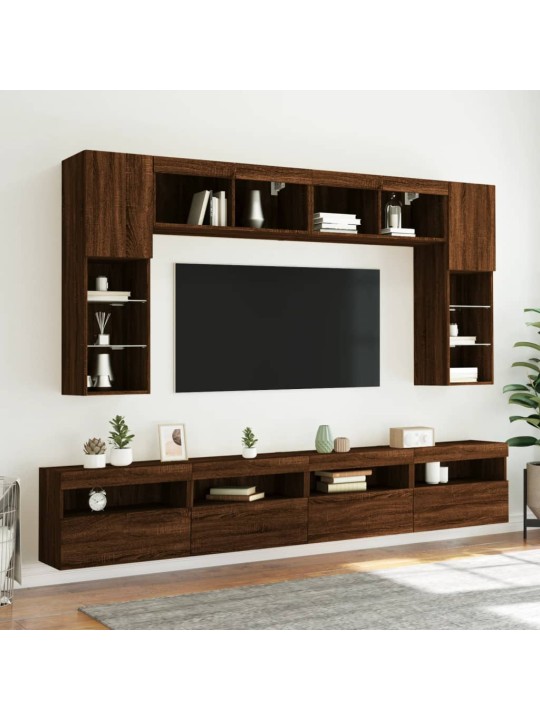 Nástěnná TV skříňka s LED osvětlením hnědý dub 60 x 30 x 40 cm