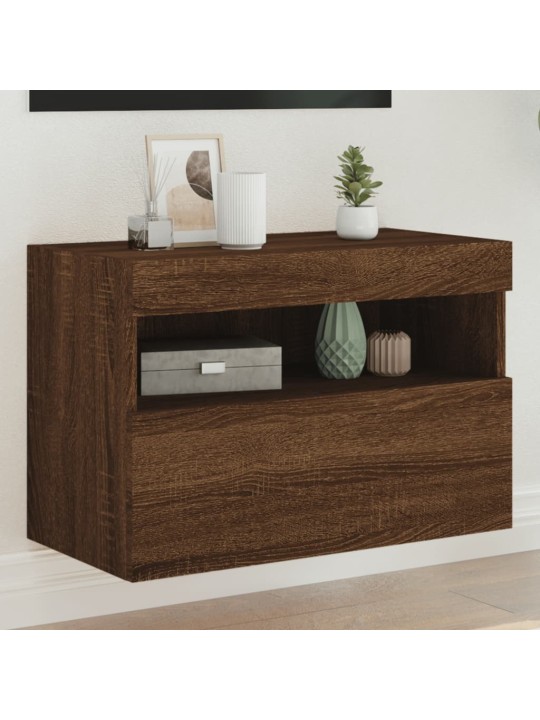 Nástěnná TV skříňka s LED osvětlením hnědý dub 60 x 30 x 40 cm