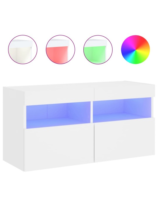 Nástěnná TV skříňka s LED osvětlením bílá 80 x 30 x 40 cm