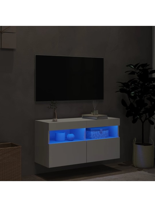 Nástěnná TV skříňka s LED osvětlením bílá 80 x 30 x 40 cm