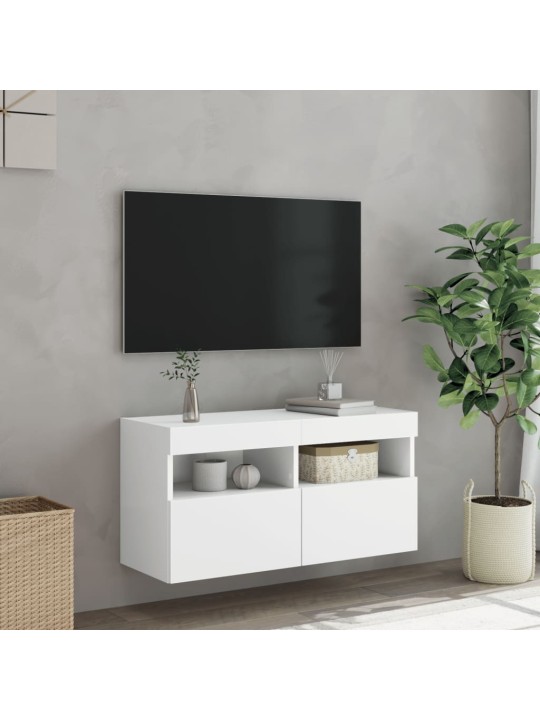Nástěnná TV skříňka s LED osvětlením bílá 80 x 30 x 40 cm
