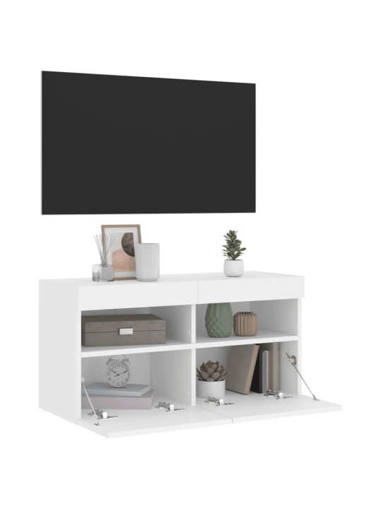 Nástěnná TV skříňka s LED osvětlením bílá 80 x 30 x 40 cm