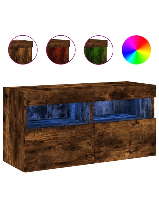Nástěnná TV skříňka s LED osvětlením kouřový dub 80x30x40 cm