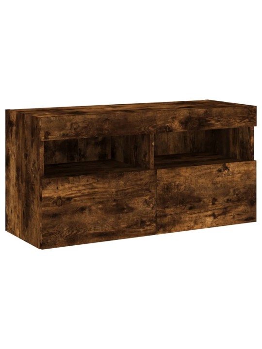 Nástěnná TV skříňka s LED osvětlením kouřový dub 80x30x40 cm