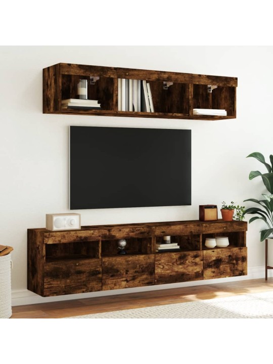 Nástěnná TV skříňka s LED osvětlením kouřový dub 80x30x40 cm