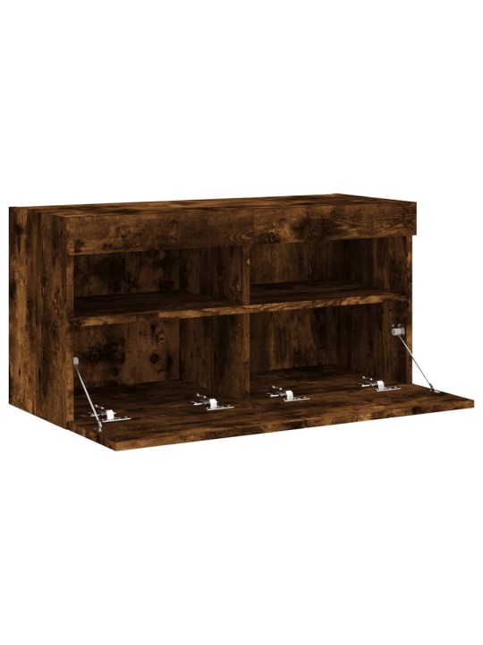 Nástěnná TV skříňka s LED osvětlením kouřový dub 80x30x40 cm