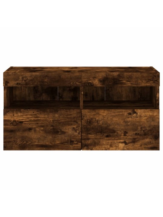Nástěnná TV skříňka s LED osvětlením kouřový dub 80x30x40 cm