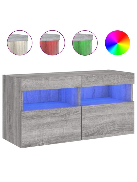 Nástěnná TV skříňka s LED osvětlením šedá sonoma 80x30x40 cm