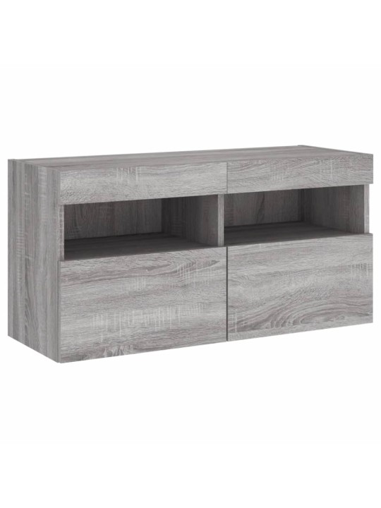 Nástěnná TV skříňka s LED osvětlením šedá sonoma 80x30x40 cm
