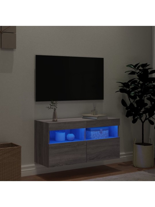 Nástěnná TV skříňka s LED osvětlením šedá sonoma 80x30x40 cm