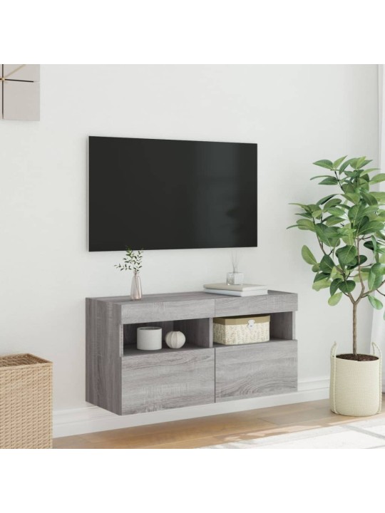 Nástěnná TV skříňka s LED osvětlením šedá sonoma 80x30x40 cm