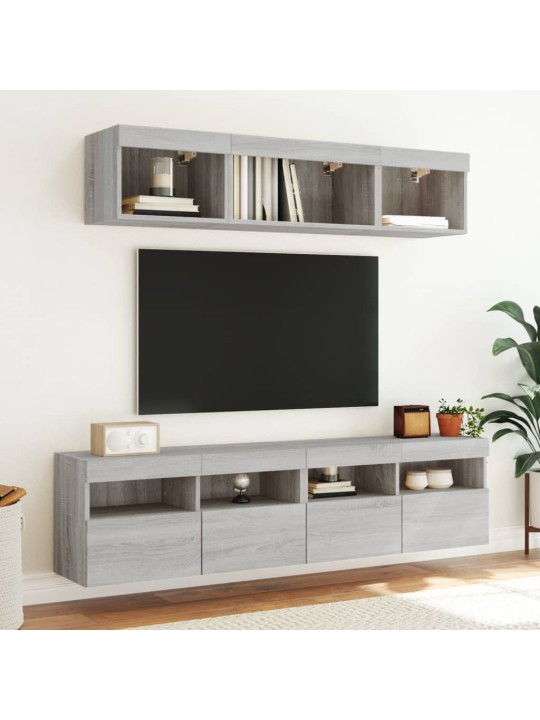 Nástěnná TV skříňka s LED osvětlením šedá sonoma 80x30x40 cm