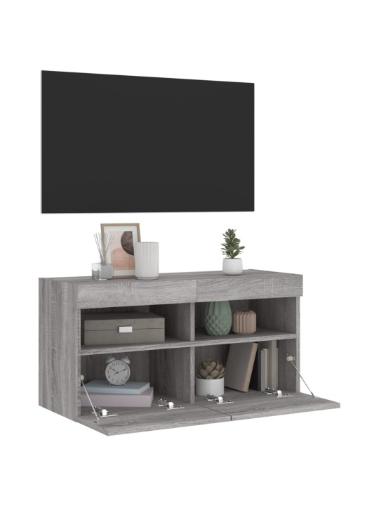 Nástěnná TV skříňka s LED osvětlením šedá sonoma 80x30x40 cm