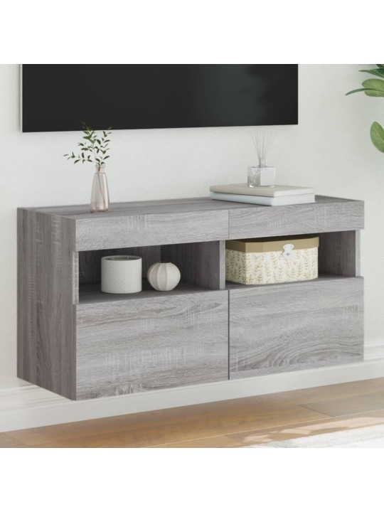Nástěnná TV skříňka s LED osvětlením šedá sonoma 80x30x40 cm