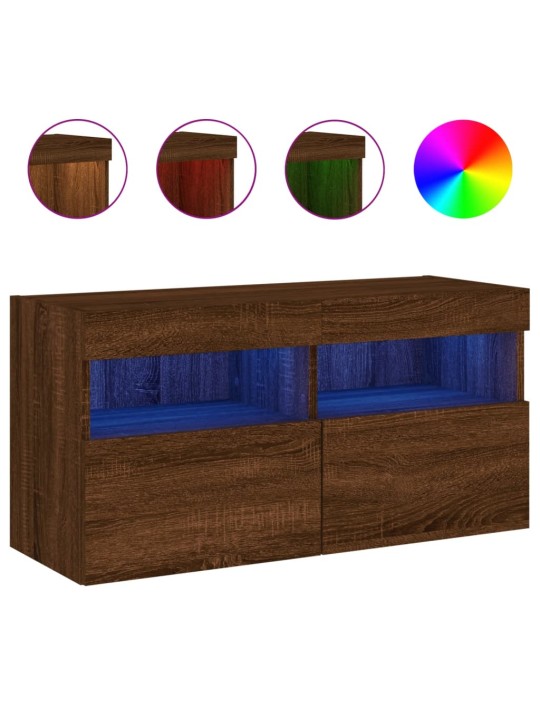 Nástěnná TV skříňka s LED osvětlením hnědý dub 80 x 30 x 40 cm