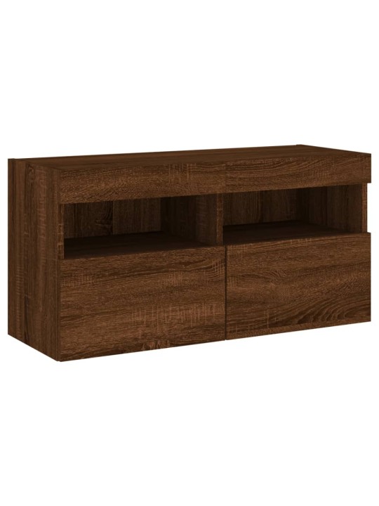 Nástěnná TV skříňka s LED osvětlením hnědý dub 80 x 30 x 40 cm