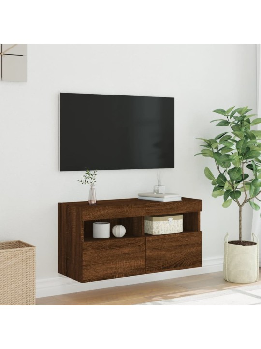 Nástěnná TV skříňka s LED osvětlením hnědý dub 80 x 30 x 40 cm