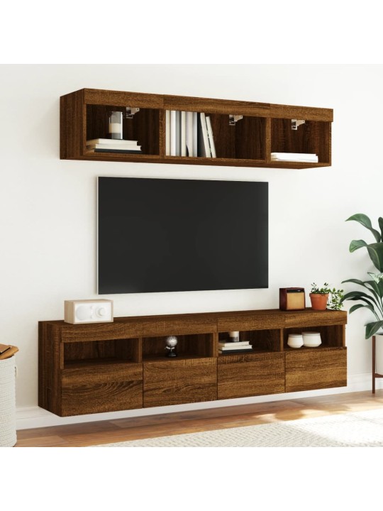 Nástěnná TV skříňka s LED osvětlením hnědý dub 80 x 30 x 40 cm