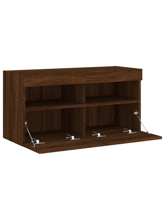 Nástěnná TV skříňka s LED osvětlením hnědý dub 80 x 30 x 40 cm