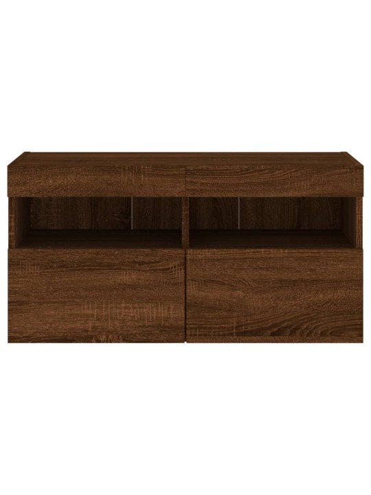 Nástěnná TV skříňka s LED osvětlením hnědý dub 80 x 30 x 40 cm