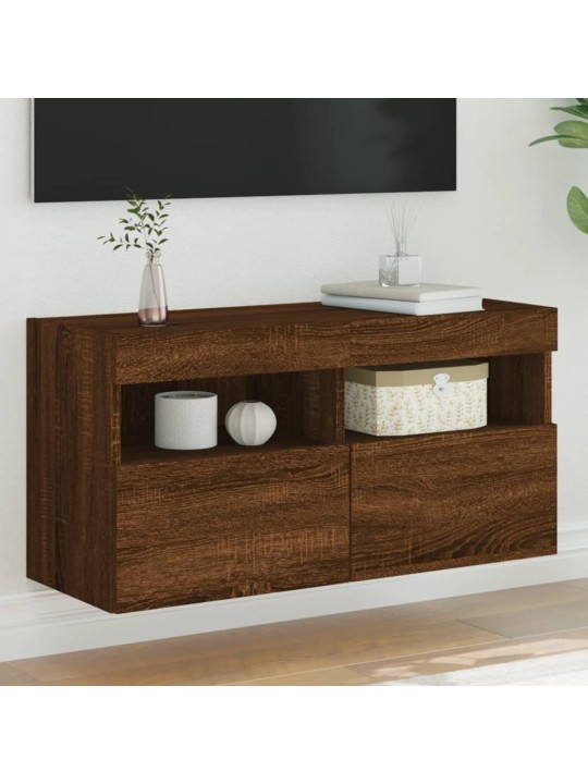 Nástěnná TV skříňka s LED osvětlením hnědý dub 80 x 30 x 40 cm